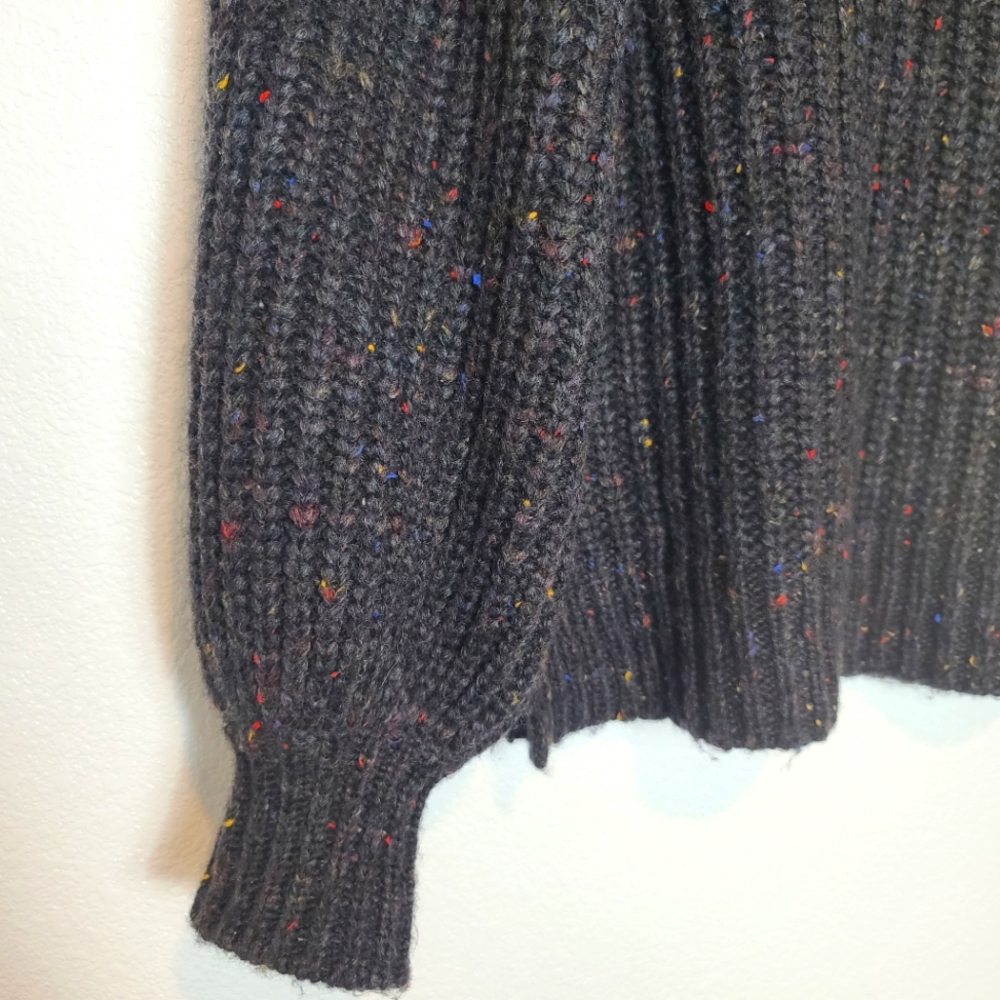 MADEWELL V-Neck Puff-Sleeve Wool Blend Chunky Multi-colored Sweater - Picture 10 of 12
